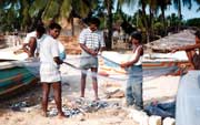 Rybi na pli pebraj lovek. Arugam Bay. Sr Lanka.