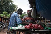 Lokln trh ve vesnici Boukoumb. Benin.